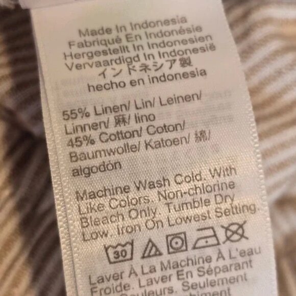 NWT J. Crew Drawstring White British Khaki Striped Linen Pants 24 - Picture 7 of 15